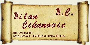 Milan Čikanović vizit kartica